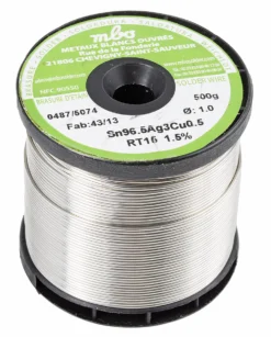 MBO RT15 Lötzinn Bleifrei 96.5%Sn 0%Pb 0.5%Cu 3%Ag, 217°C, Ø 1mm / 500g