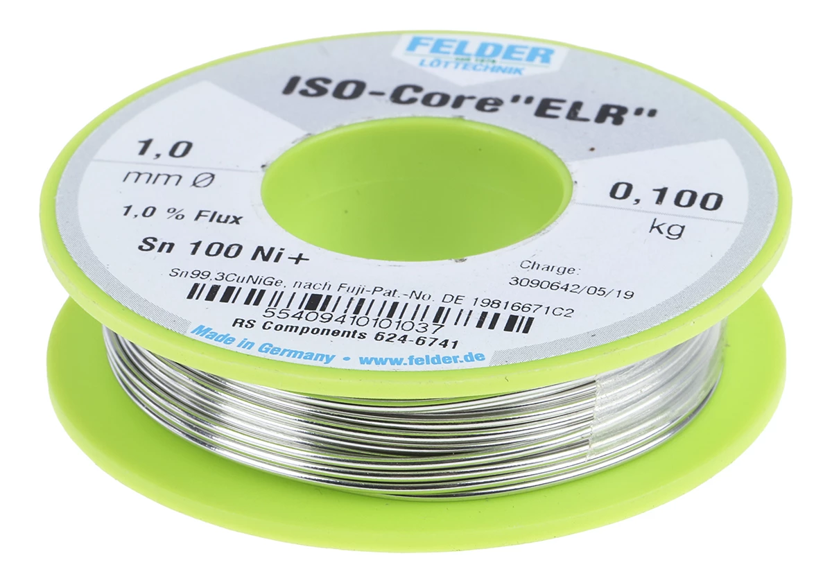 Felder Löttechnik ISO-Core ELR Lötzinn Bleifrei 99.3%Sn 0%Pb 0.7%Cu, 227°C, Ø 1mm / 100g 5 Felder Löttechnik ISO-Core ELR Lötzinn Bleifrei 99.3%Sn 0%Pb 0.7%Cu, 227°C, Ø 1mm / 100g - Image 3