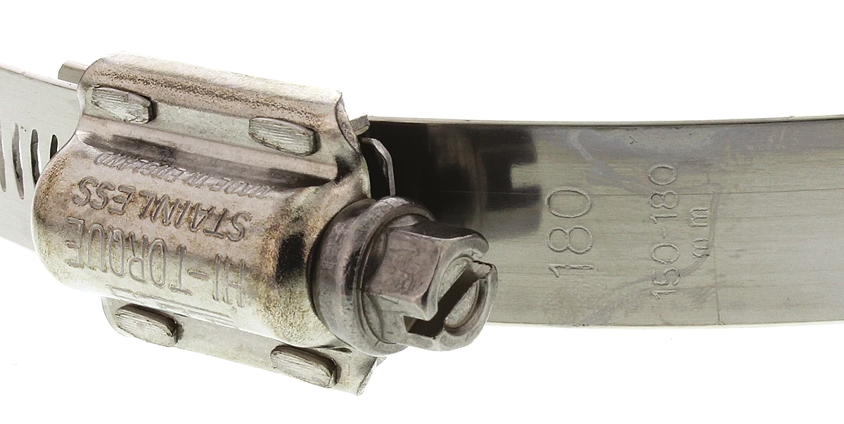 HI-TORQUE Edelstahl Schlauchschelle A2 304 Schneckengewinde, Mit Sechskantschraube, Ø 150 → 180mm X 16mm 4 HI-TORQUE Edelstahl Schlauchschelle A2 304 Schneckengewinde, Mit Sechskantschraube, Ø 150 → 180mm X 16mm - Image 2