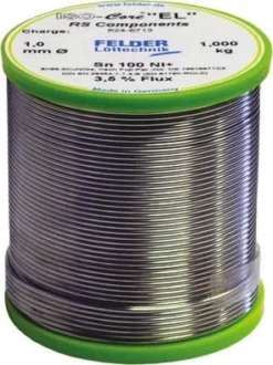 Felder Löttechnik ISO-Core EL Lötzinn Bleifrei 99.3%Sn 0%Pb 0.7%Cu, 227°C, Ø 1mm / 1000g