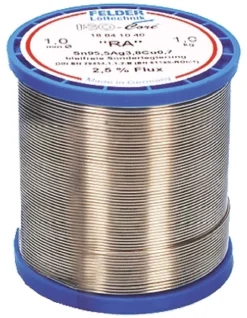 Felder Löttechnik ISO-Core RA Lötzinn Bleifrei 99.3%Sn 0%Pb 0.7%Cu, 227°C, Ø 1mm / 1000g