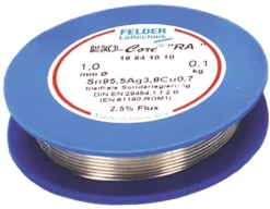 Felder Löttechnik ISO-Core RA Lötzinn Bleifrei 99.3%Sn 0%Pb 0.7%Cu, 227°C, Ø 1mm / 100g